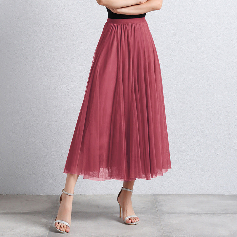 Eleganter Damen Tüllrock Midi – Hochtaillierter Plissee Rock für Stilvolle Looks