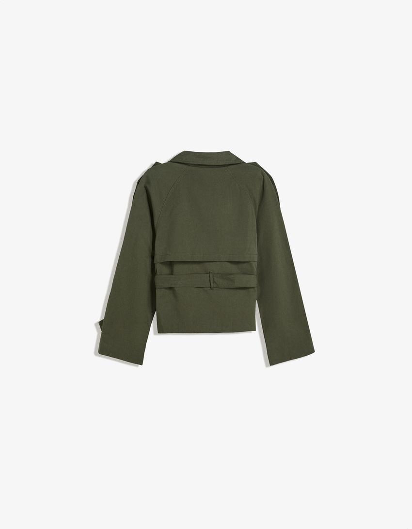 Elvire - Modischer Kurzer Frühlings-Trenchcoat für Frauen, Mit Knöpfen und Taillengürtel