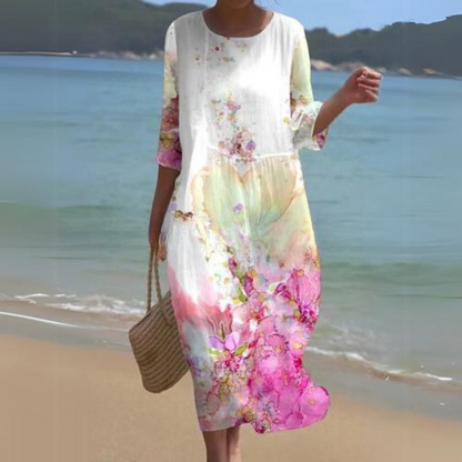 Briselle - Elegantes und Leichtes Maxikleid mit Floralprint und Halbarmen