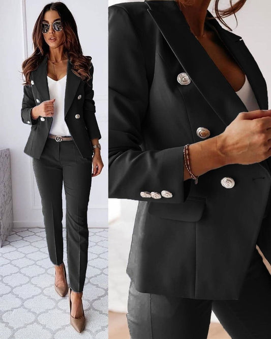 Hélène - Eleganter und Taillierter Blazer in Einfarbigen Farben mit Detaillierten Knöpfen für Damen