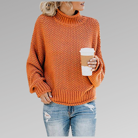 Emma - Weicher, Grobstrick-Pullover mit weitem Rollkragen für den Frühling