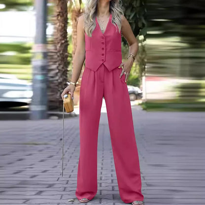 Lioréa - Frühlingsensemble aus zwei Teilen für Frauen: Weste und Hochtaillenhose | Lässiger und professioneller Stil