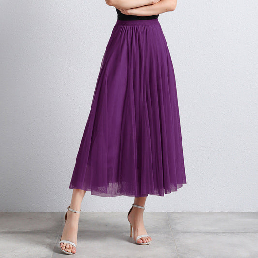 Eleganter Damen Tüllrock Midi – Hochtaillierter Plissee Rock für Stilvolle Looks