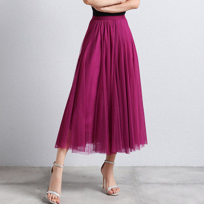 Eleganter Damen Tüllrock Midi – Hochtaillierter Plissee Rock für Stilvolle Looks
