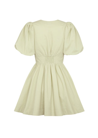 Héliane - Mini-Sommerkleid mit Schnürung und Schleifen-Ausschnitt