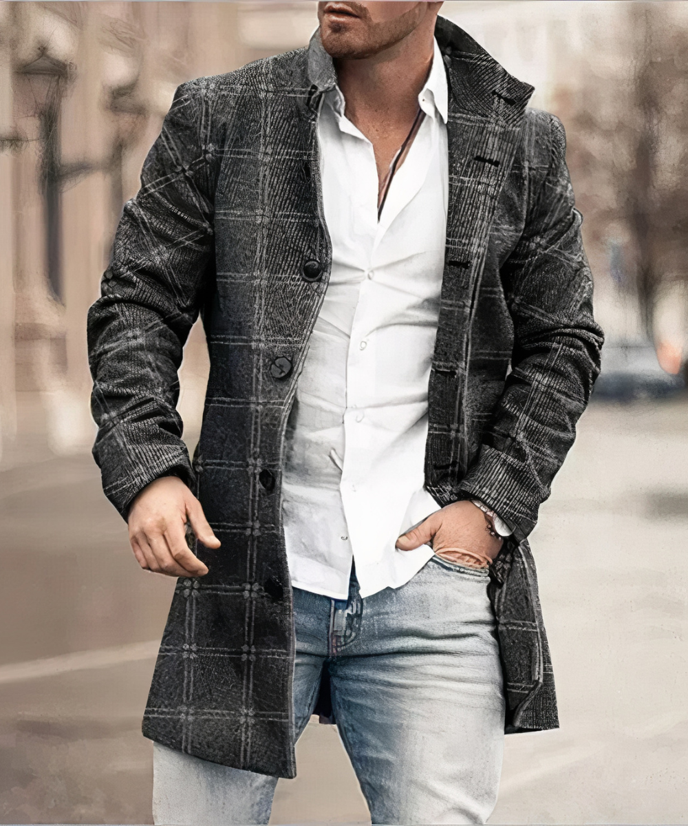 Flavien - Trenchcoat Chic für Herren, Frühling, mit Knöpfen und Kragen
