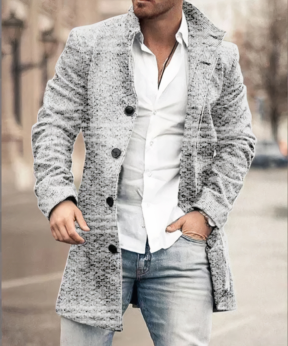 Flavien - Trenchcoat Chic für Herren, Frühling, mit Knöpfen und Kragen