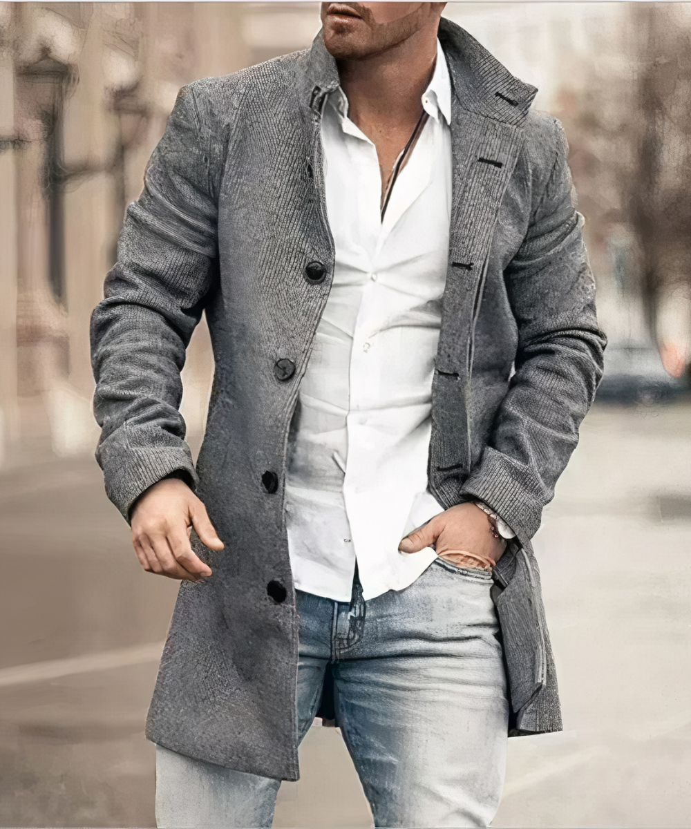 Flavien - Trenchcoat Chic für Herren, Frühling, mit Knöpfen und Kragen
