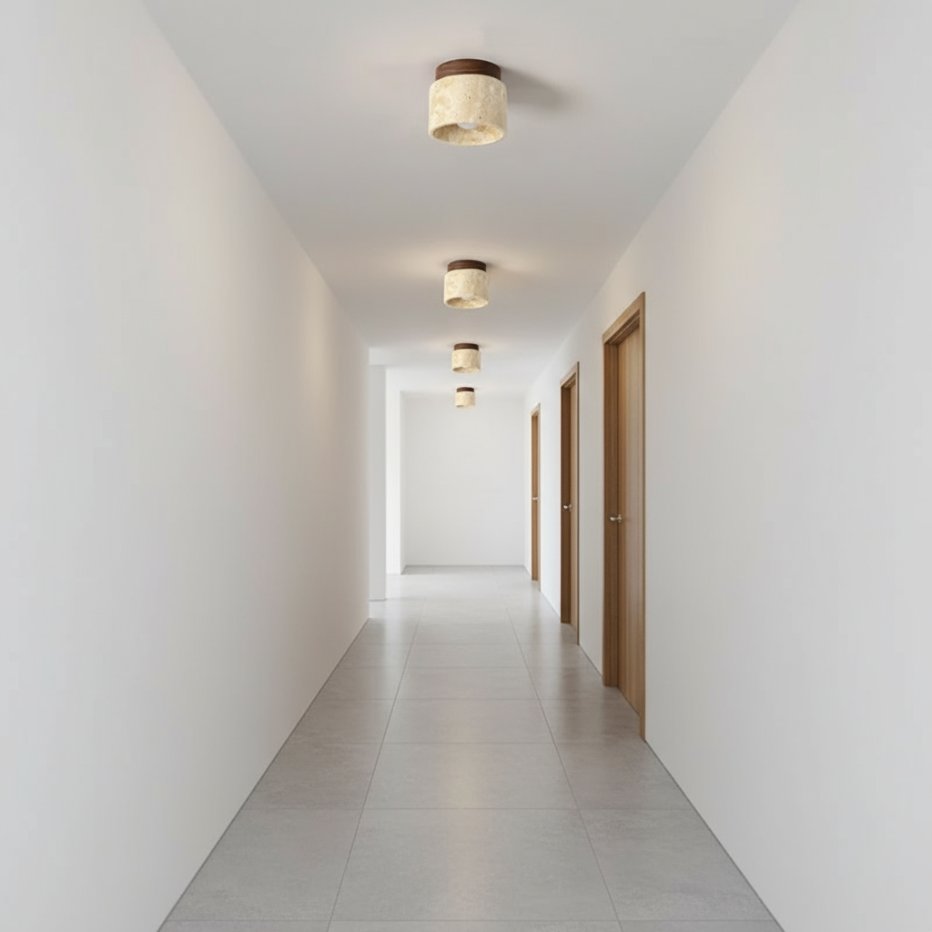 ZenithPierre - Japanische Deckenlampe aus Travertin