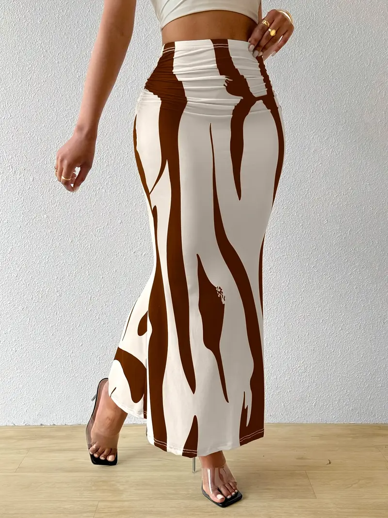 Figurbetonter Maxirock mit abstraktem Print für Damen – Eleganter High-Waist Rock für Sommer & Urlaub
