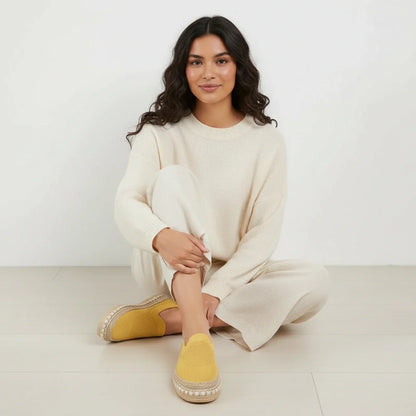 Bequeme Slip-On Espadrilles für Damen – Leichte Freizeit Schuhe mit geflochtener Sohle