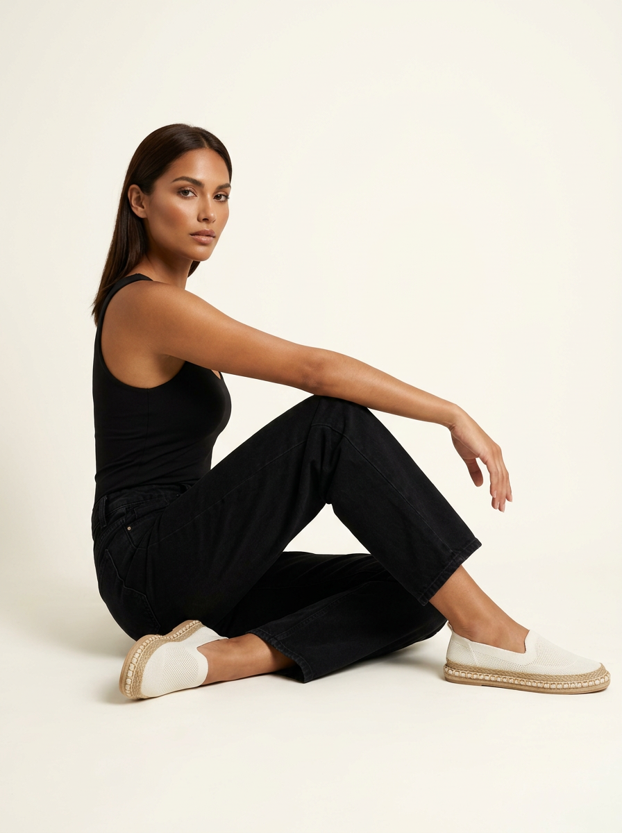 Bequeme Slip-On Espadrilles für Damen – Leichte Freizeit Schuhe mit geflochtener Sohle