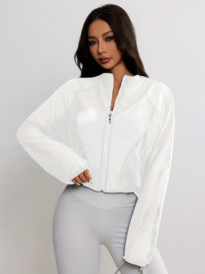 Leichte Mesh Jacke mit Reißverschluss für Damen – Atmungsaktive Sportjacke für Fitness, Yoga & Freizeit
