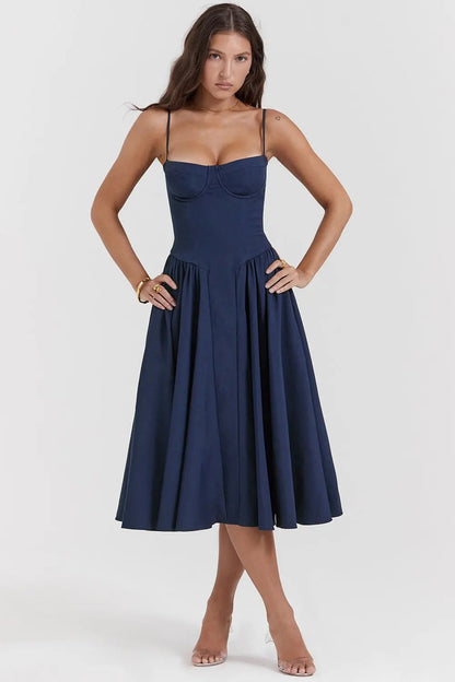 Calixène - Maxikleid mit Korsett für Damen aus atmungsaktivem Stoff für Frühling und Sommer
