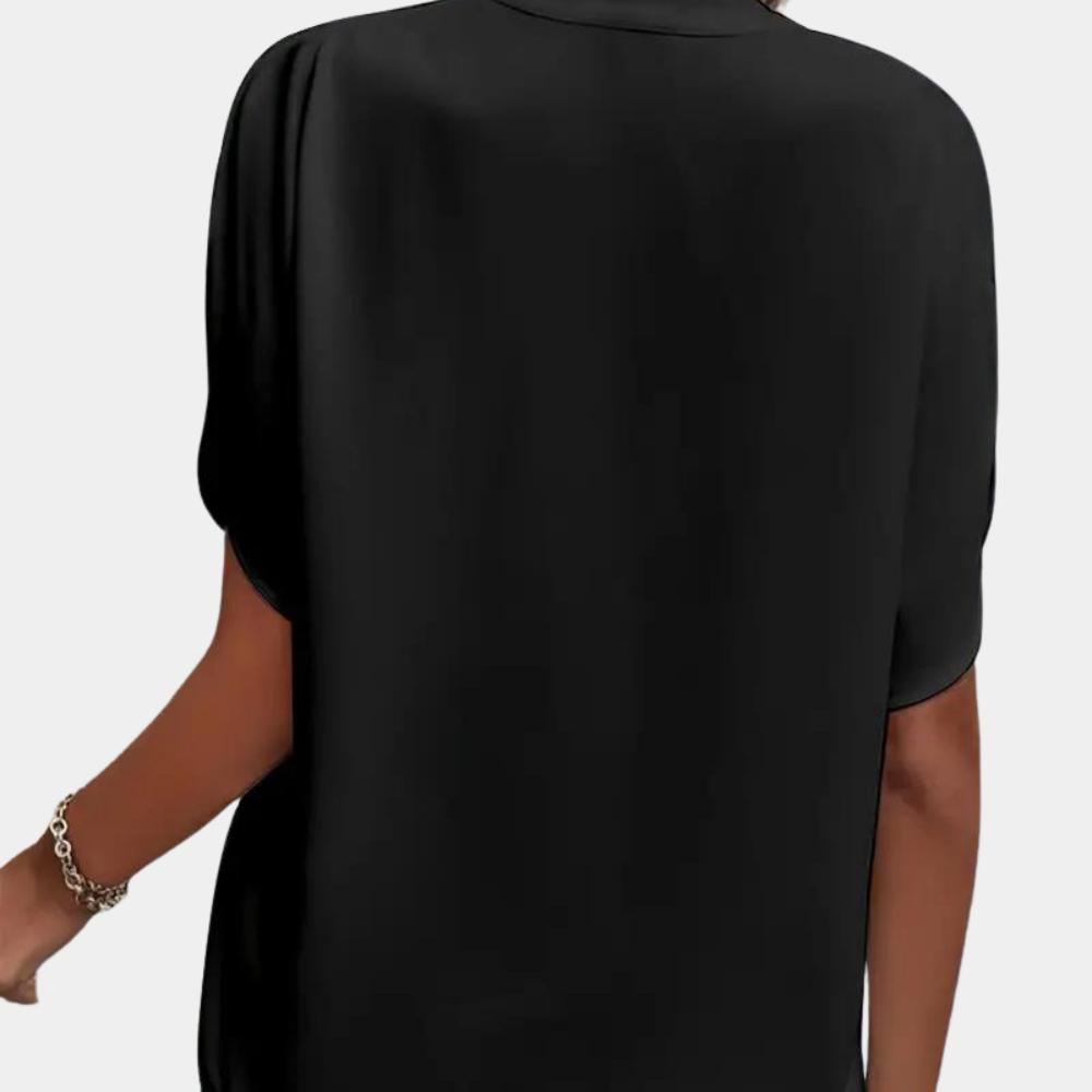 Jade - Elegante und feminine Bluse für Frühling-Sommer mit subtilen V-Ausschnitt für Damen