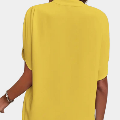 Jade - Elegante und feminine Bluse für Frühling-Sommer mit subtilen V-Ausschnitt für Damen