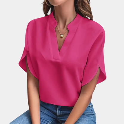 Jade - Elegante und feminine Bluse für Frühling-Sommer mit subtilen V-Ausschnitt für Damen