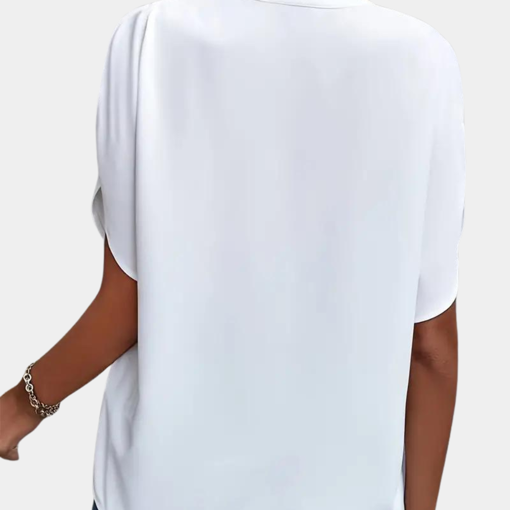 Jade - Elegante und feminine Bluse für Frühling-Sommer mit subtilen V-Ausschnitt für Damen