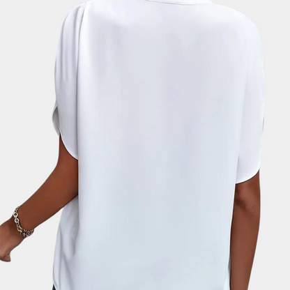 Jade - Elegante und feminine Bluse für Frühling-Sommer mit subtilen V-Ausschnitt für Damen
