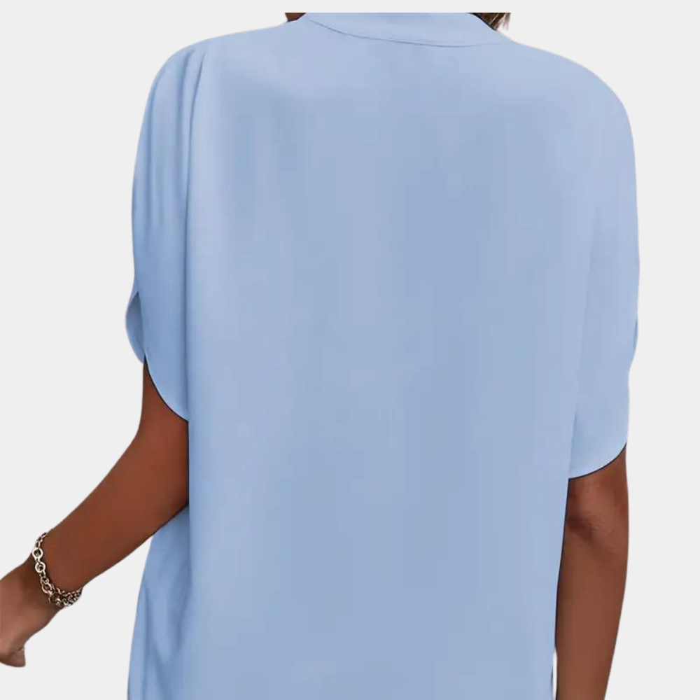 Jade - Elegante und feminine Bluse für Frühling-Sommer mit subtilen V-Ausschnitt für Damen