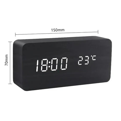 BoisSage - Wecker aus echtem Holzblock – WoodWatch – LED-Anzeige – Sprachsteuerung