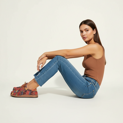 Bequeme Freizeit Schuhe mit Boho Print für Damen – Leichte Schnürschuhe für Alltag & Reisen