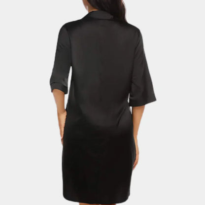 Elegantes Satin Hemdblusenkleid mit Knopfleiste & Lockerer Passform für Damen