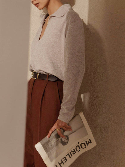 Rosélyne - Business Casual Pullover für Damen mit Hemdkragen und V-Ausschnitt
