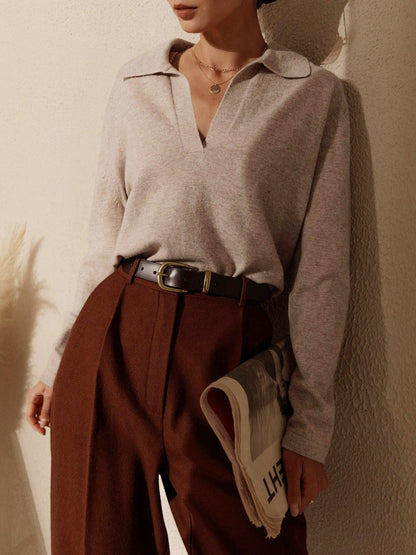Rosélyne - Business Casual Pullover für Damen mit Hemdkragen und V-Ausschnitt