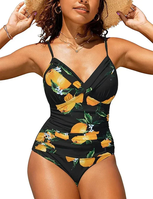 Figurformender V-Ausschnitt Badeanzug – Raffiniertes Design für Damen