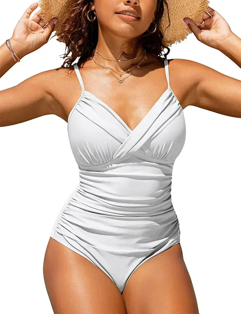 Figurformender V-Ausschnitt Badeanzug – Raffiniertes Design für Damen