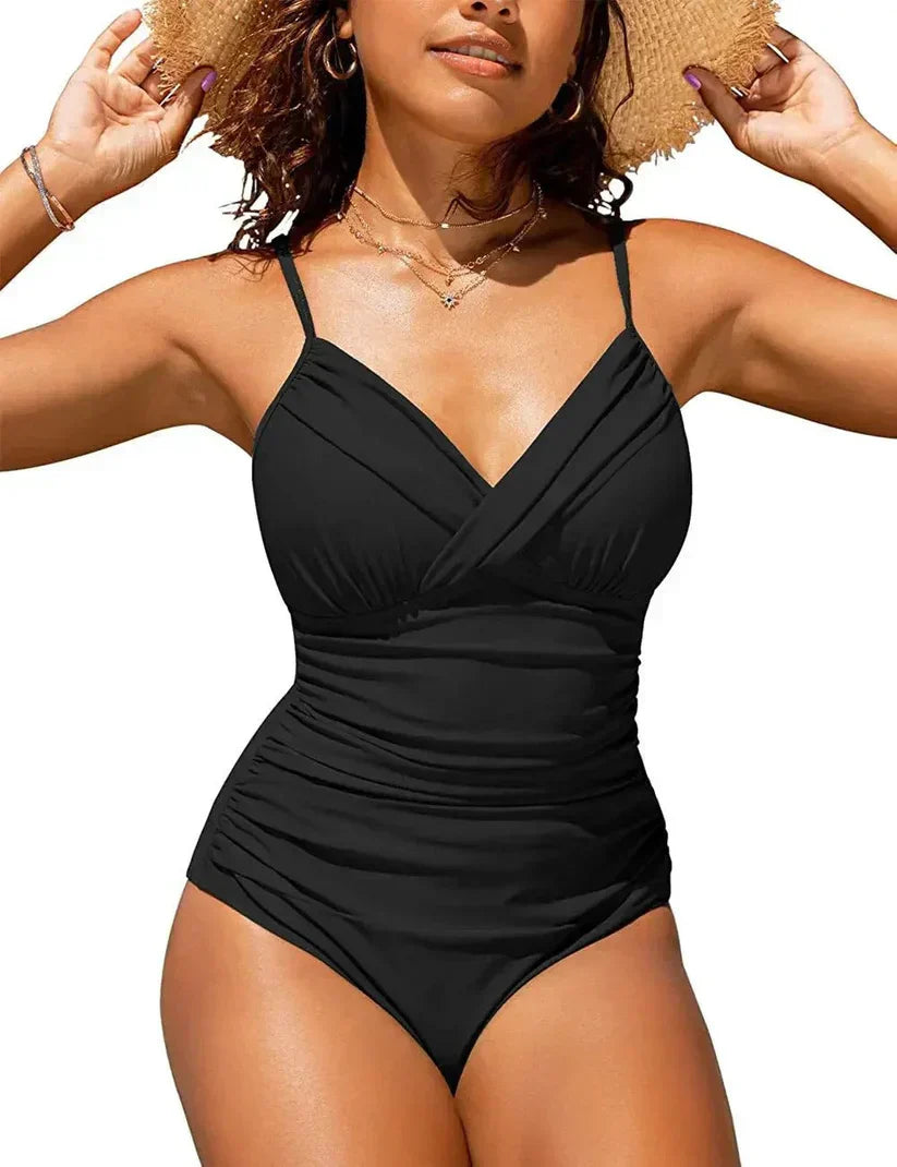 Figurformender V-Ausschnitt Badeanzug – Raffiniertes Design für Damen