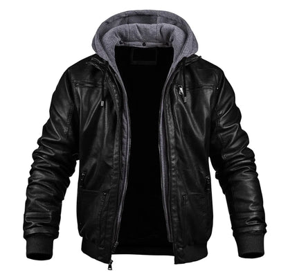 Geremy - Elegante Winterjacke aus hochwertigem Leder mit Kapuze