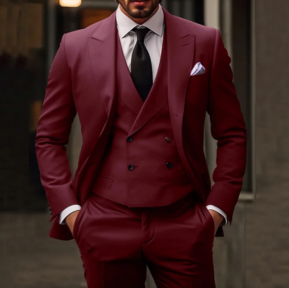 Eleganter Slim Fit Anzug mit Weste – Modernes Business & Hochzeits-Set für Herren