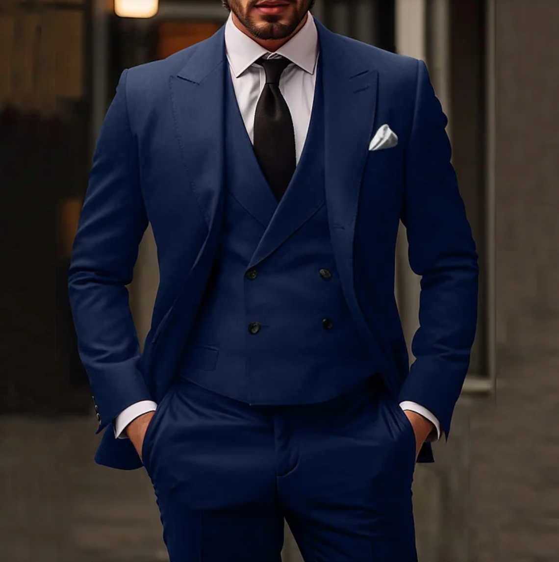 Eleganter Slim Fit Anzug mit Weste – Modernes Business & Hochzeits-Set für Herren