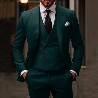 Eleganter Slim Fit Anzug mit Weste – Modernes Business & Hochzeits-Set für Herren