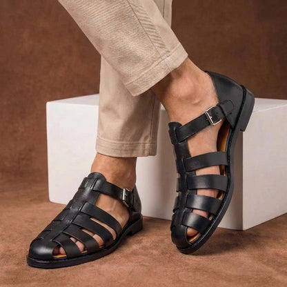 Bequeme Leder Sandalen für Herren – Atmungsaktive Sommer Schuhe mit Riemen & Schnalle