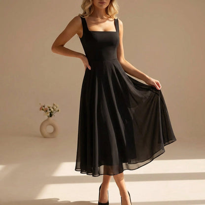 Elegantes Damen Midikleid mit A-Linie – Figurbetontes Sommerkleid mit schwingendem Rock