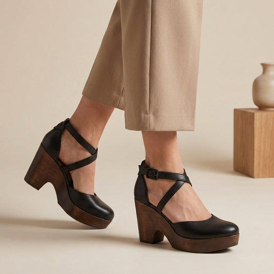 Bequeme Damen Plateau Pumps mit Riemchen – Elegante Blockabsatz Schuhe für Alltag & Büro