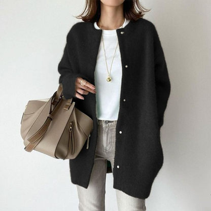 Weicher Oversize Cardigan für Damen – Elegante Lange Strickjacke mit Knopfleiste & Modernem Look
