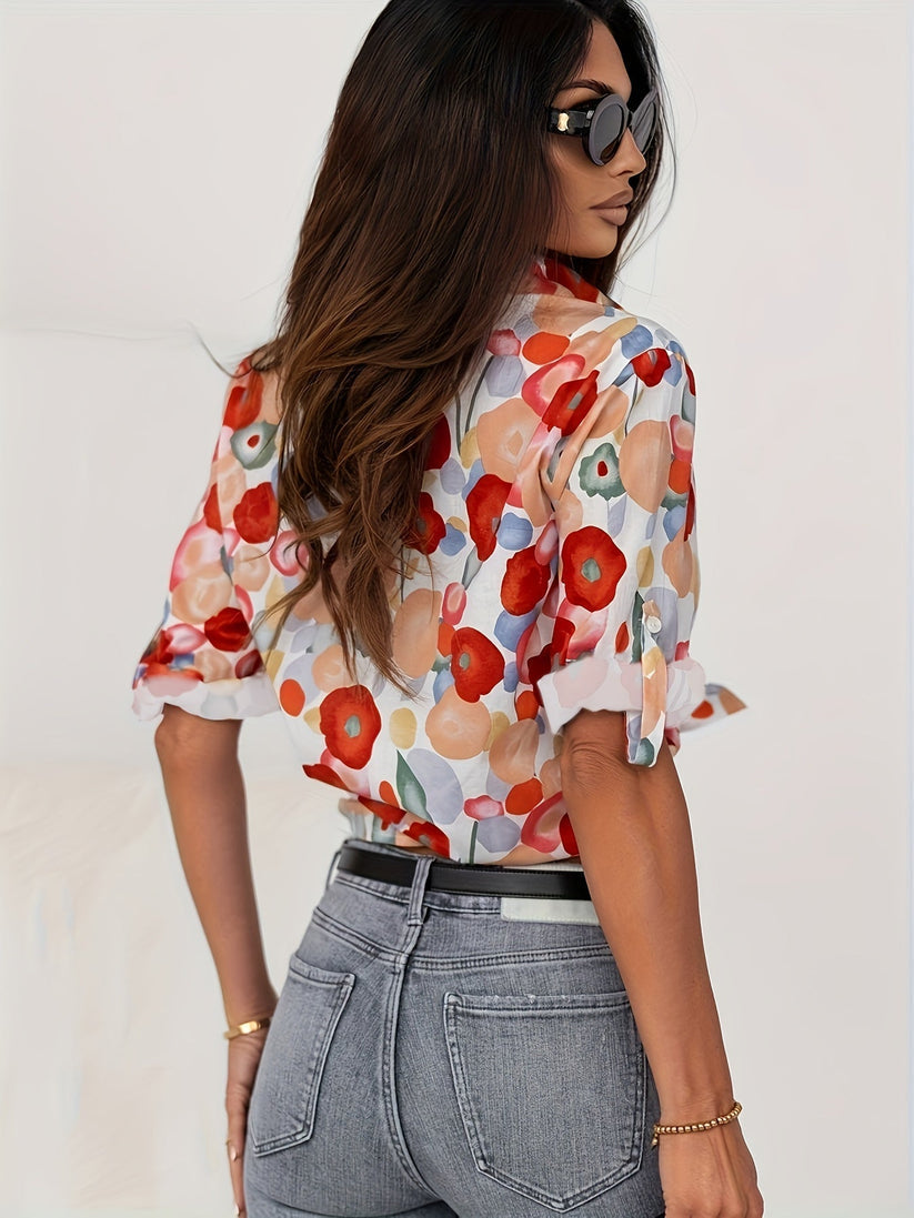 Leichte Damen Bluse mit buntem Print – Luftig & Stylisch für Alltag & Sommer