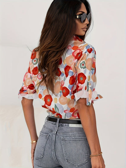Leichte Damen Bluse mit buntem Print – Luftig & Stylisch für Alltag & Sommer