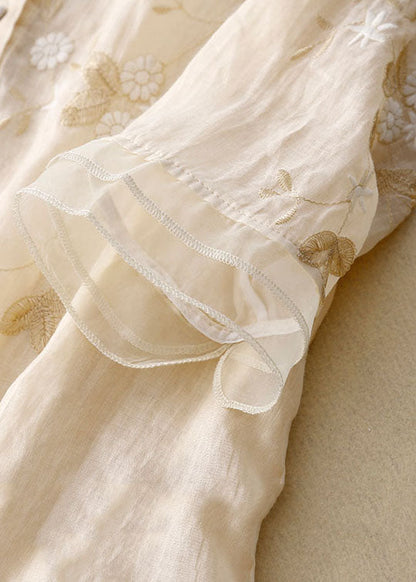 Elegante Damen Bluse mit Stickerei & Volantärmeln – Luftig & Feminin für Alltag & Anlass