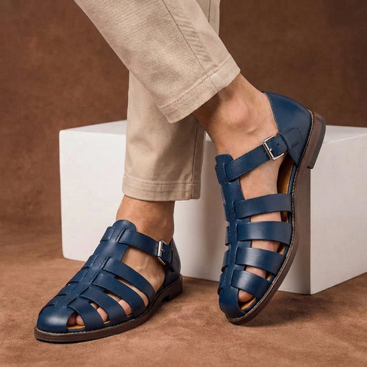 Bequeme Leder Sandalen für Herren – Atmungsaktive Sommer Schuhe mit Riemen & Schnalle