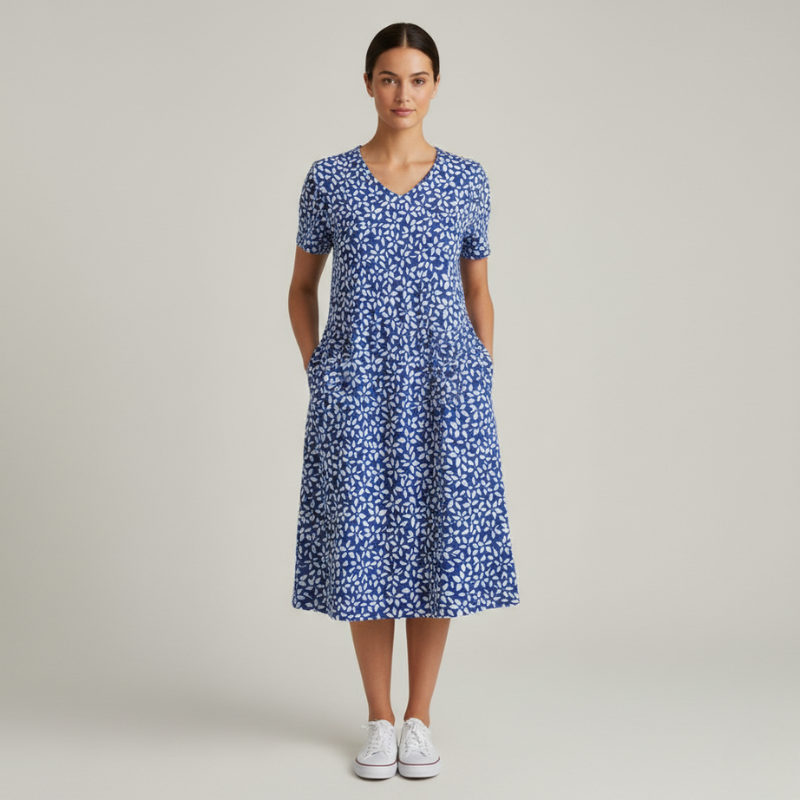 Leichtes Blumen Sommerkleid mit Taschen – Lockeres Freizeitkleid für Damen