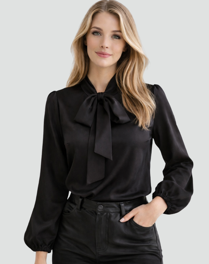 Elegante Damen Bluse mit Schleife – Satin Look & Femininer Schnitt