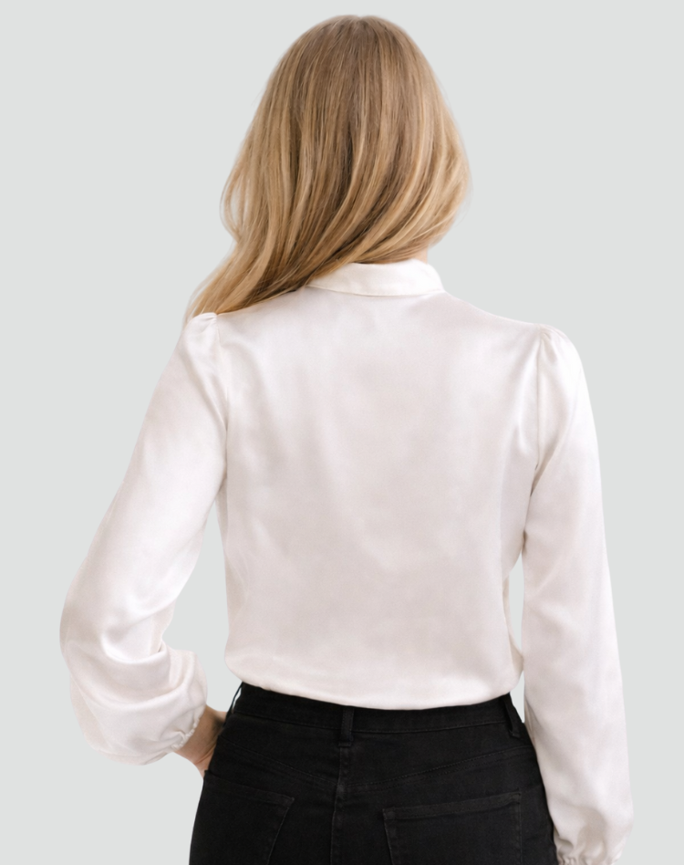 Elegante Damen Bluse mit Schleife – Satin Look & Femininer Schnitt