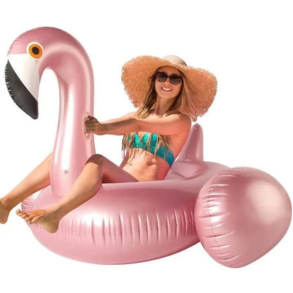 Oriviva - Flamingo Schwimmring Gold XXL 150 × 90 cm