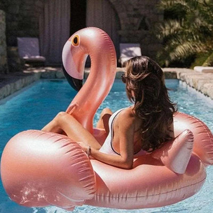 Oriviva - Flamingo Schwimmring Gold XXL 150 × 90 cm