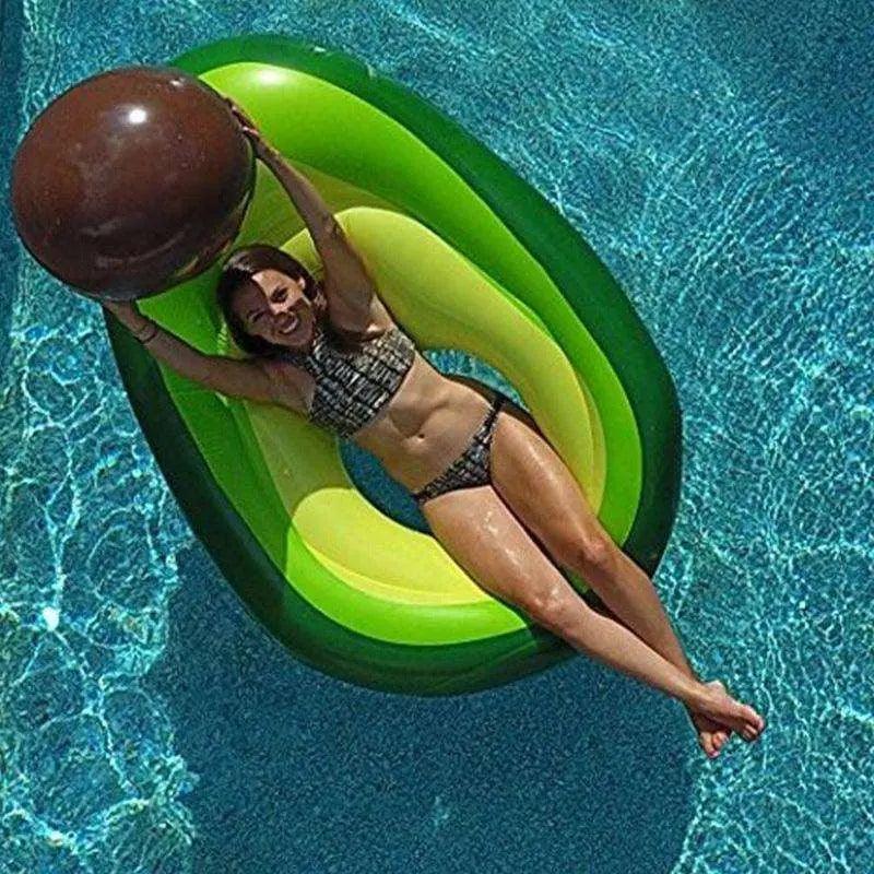 Floacado - Avocado-Badeinsel XXL – 160 × 125 cm mit in Ball verwandeltem Kern
